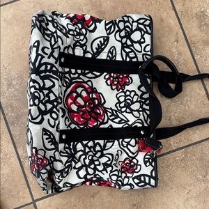 Coach Black and Red Floral Tote Bag